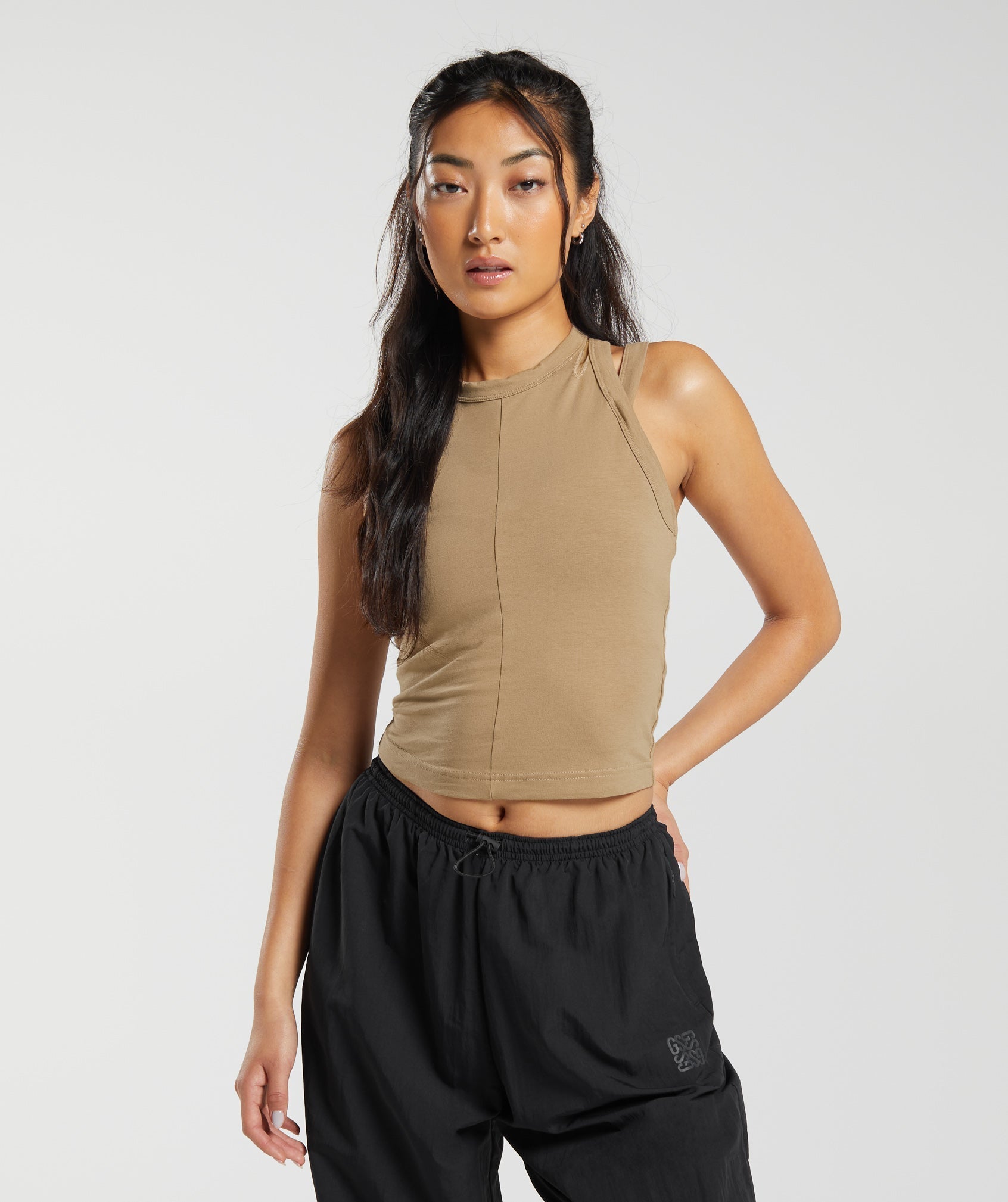Gymshark Cotton Strappy Midi Tank - Deep Fawn Brown