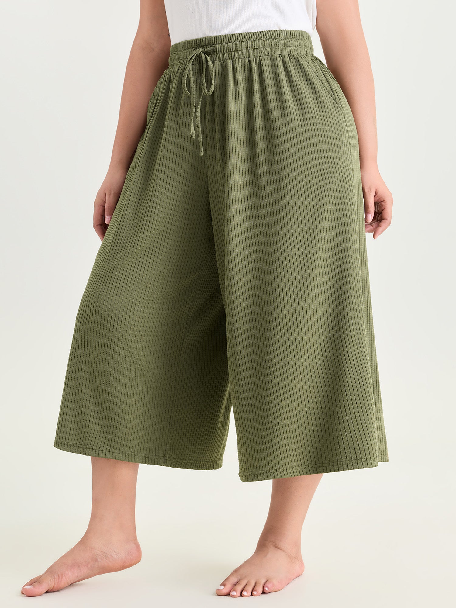 Supersoft Stretchy Textured Elastic Waist Lounge Bottoms