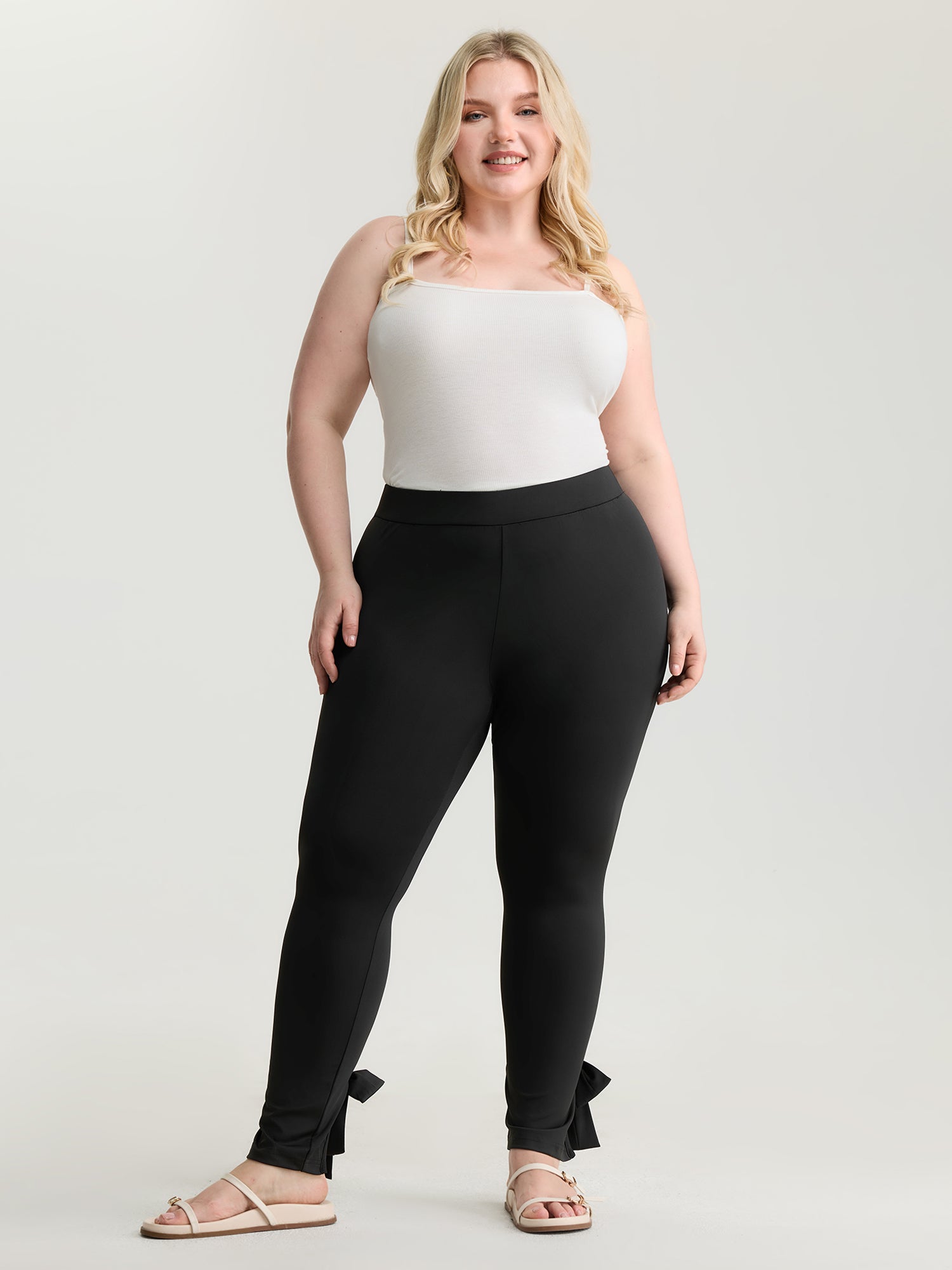 Stretchy Split Tie Hem Leggings