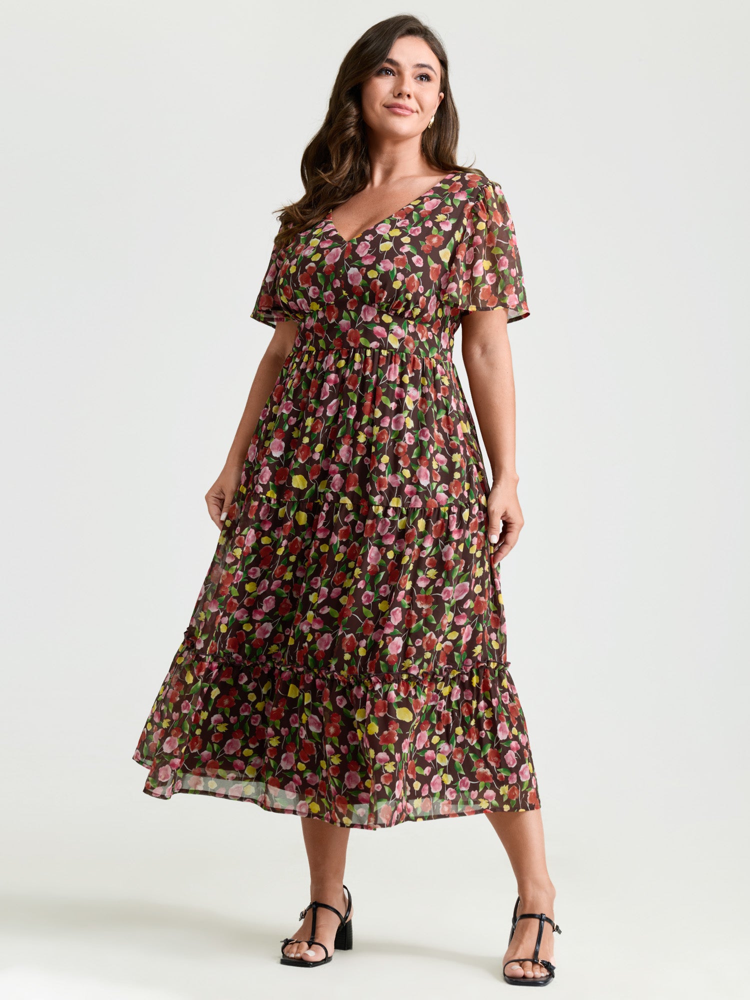 Vacation-Ready Floral Print Back-Tie Midi Dress