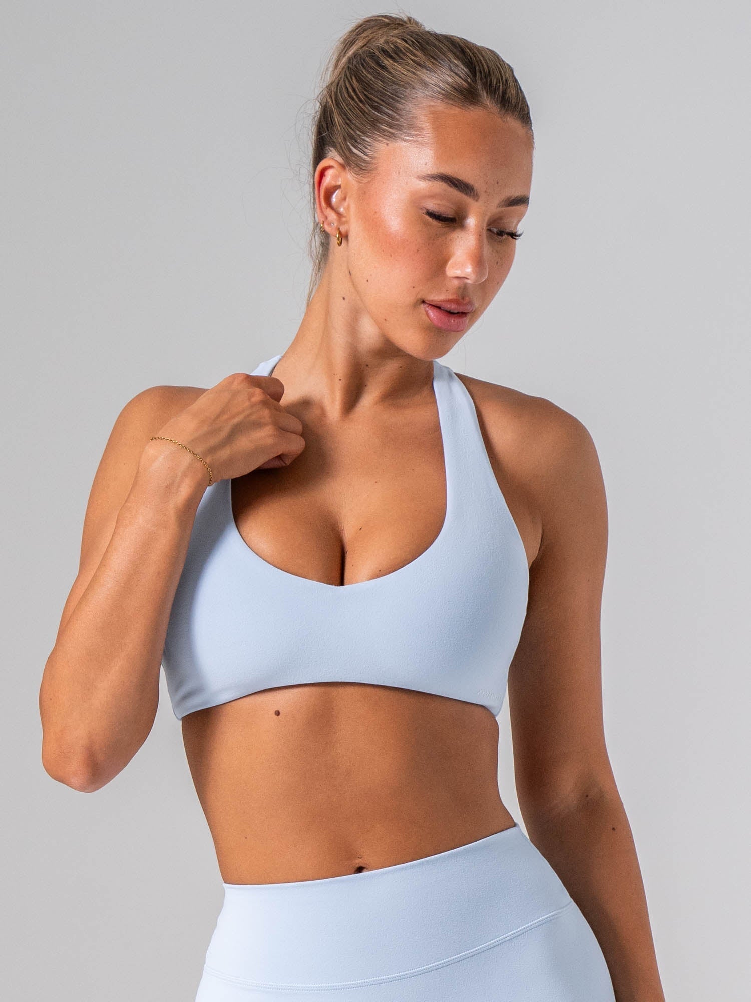 NKD Sueded Luxe V Neck Bra - Sky Blue