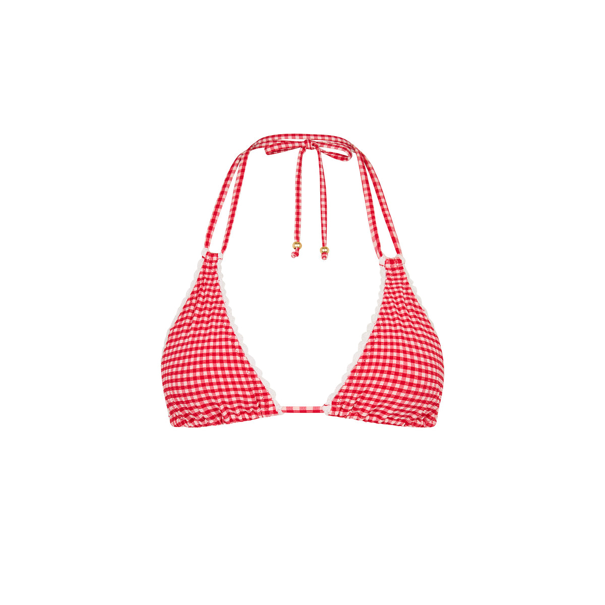 Kulani Kinis Strawberry Siesta Scallop Crochet Halter Bikini Top