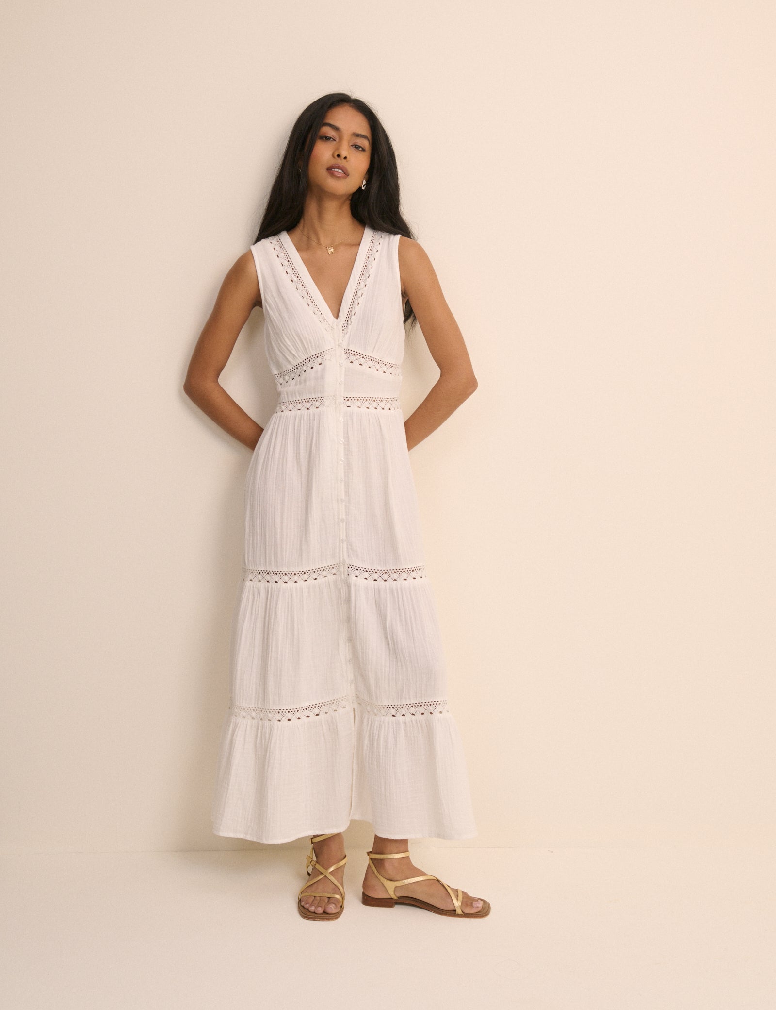 White Broderie Anglaise Wrena Midi Dress