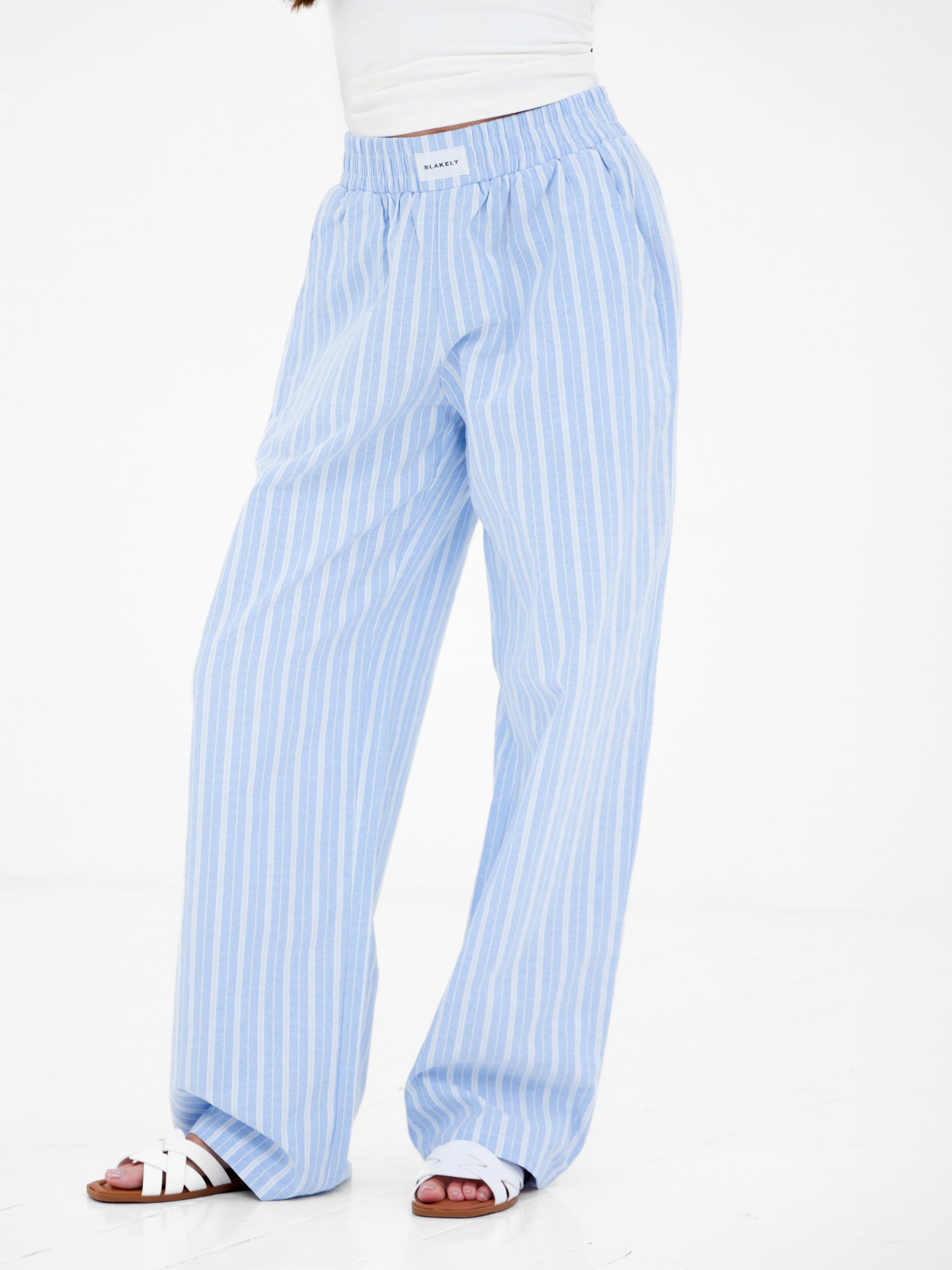 Elena Stripe Trousers - Light Blue