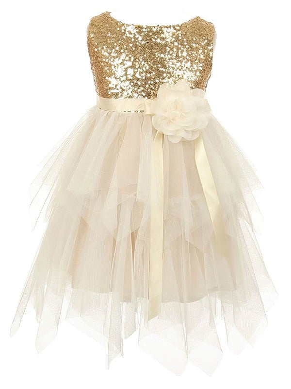 Fashionable A-Line Crew Neck Sleeveless Tulle Flower Girl Dresses
