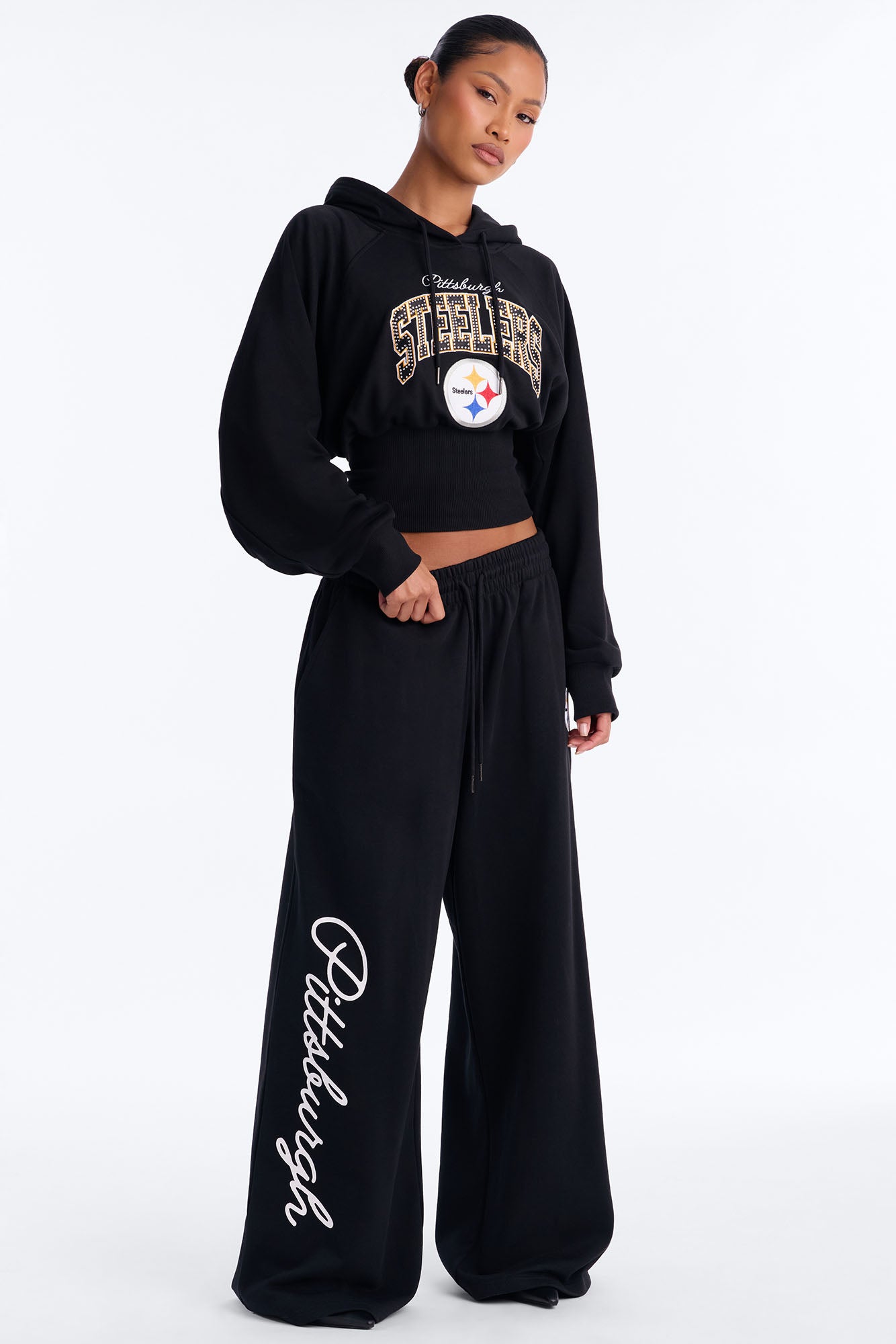 NFL Steelers Wide Leg Sweatpant - Black