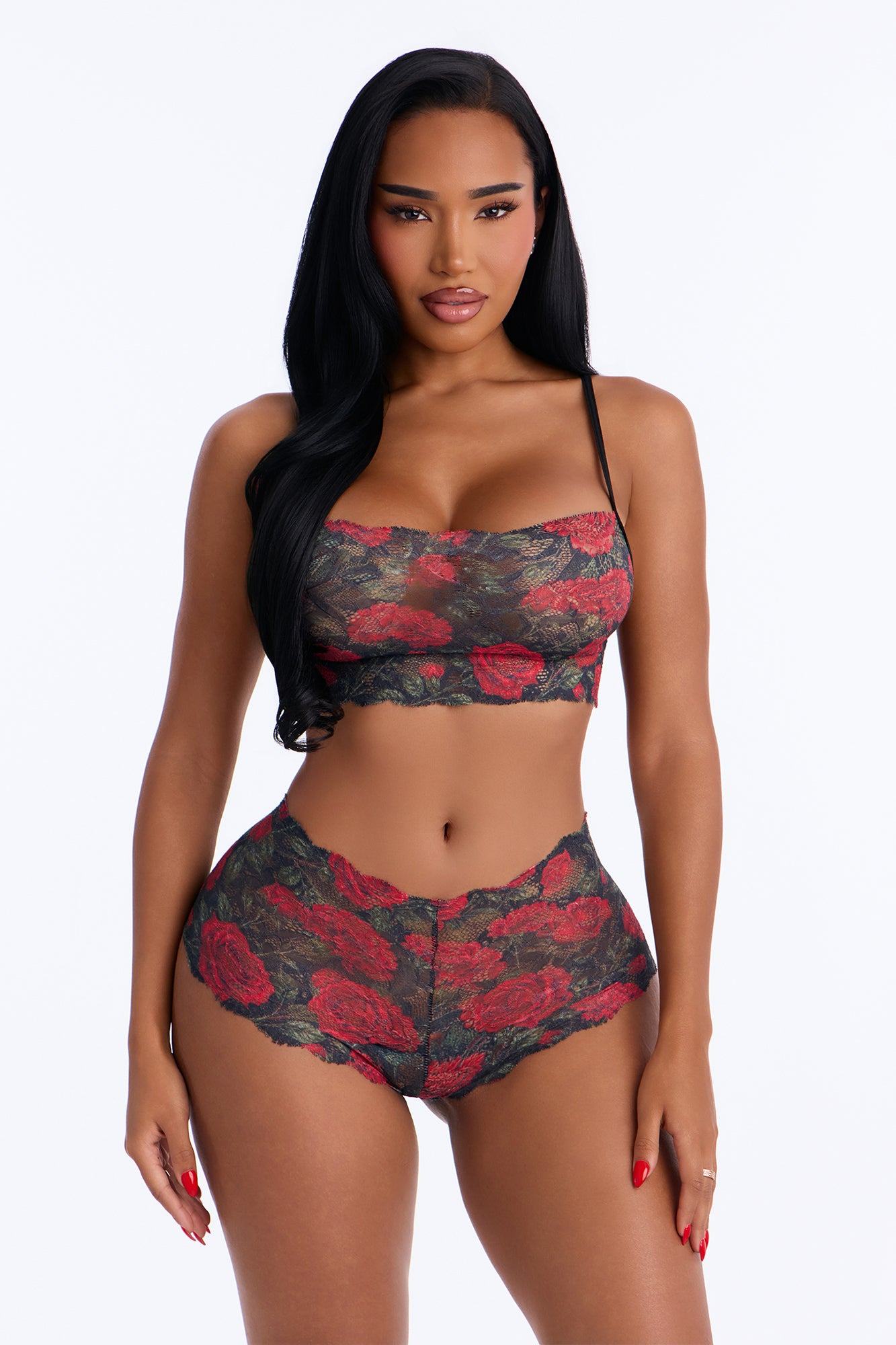 Sultry Moments Lace 2 Piece Set - Red/combo