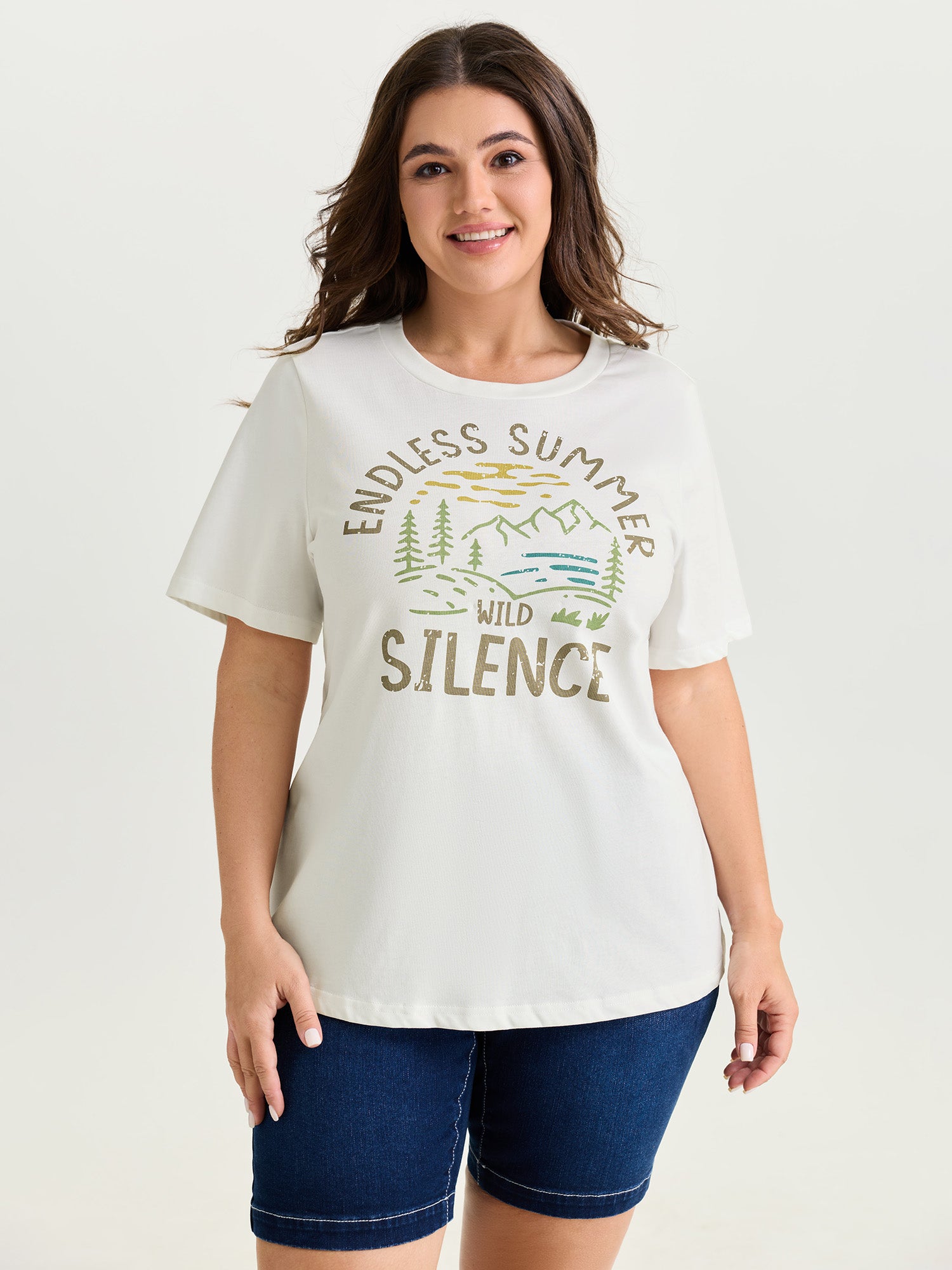 Cotton Endless Summer Print Round Neck T-Shirt