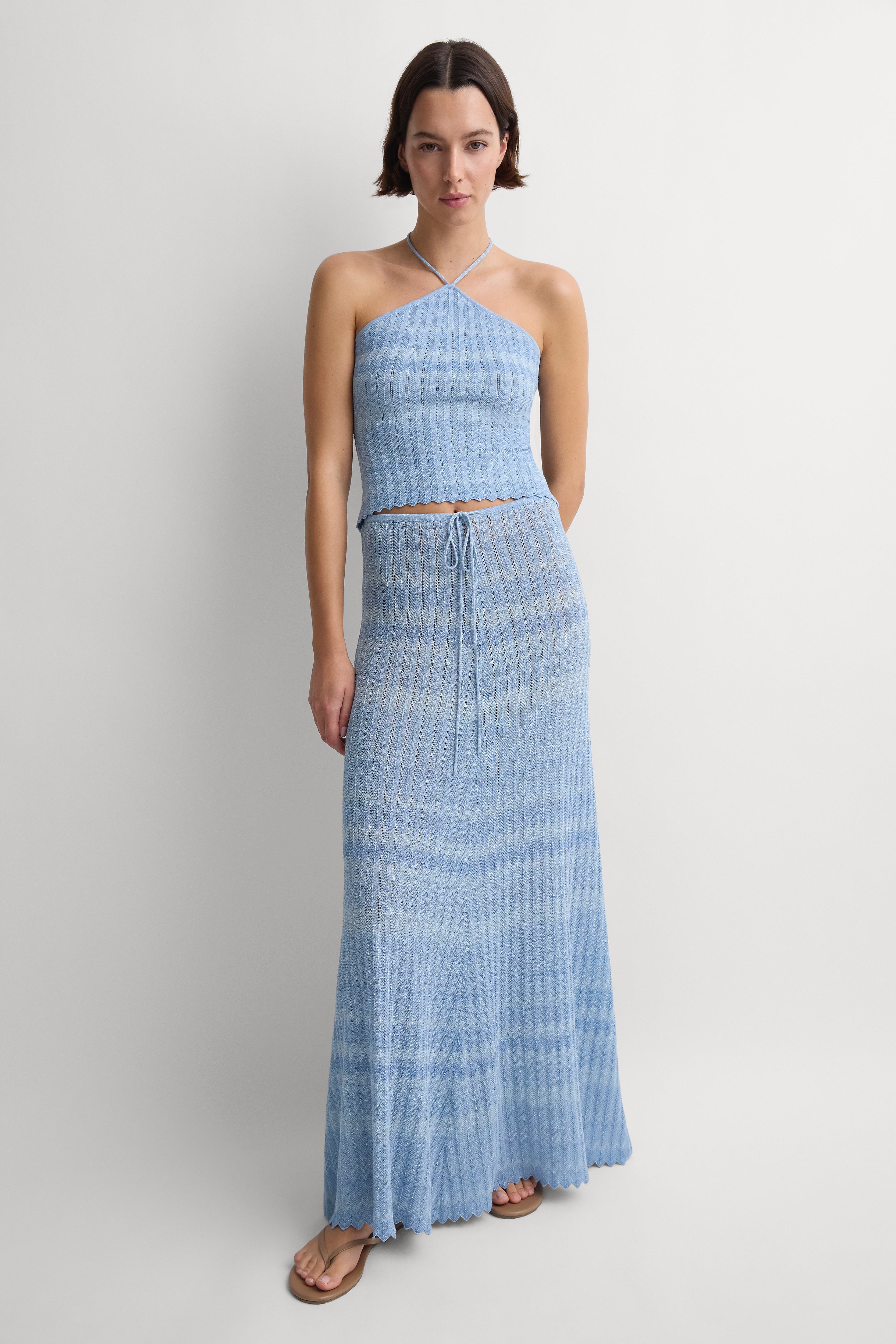 Ria Skirt Light Blue Chevron - Final Sale