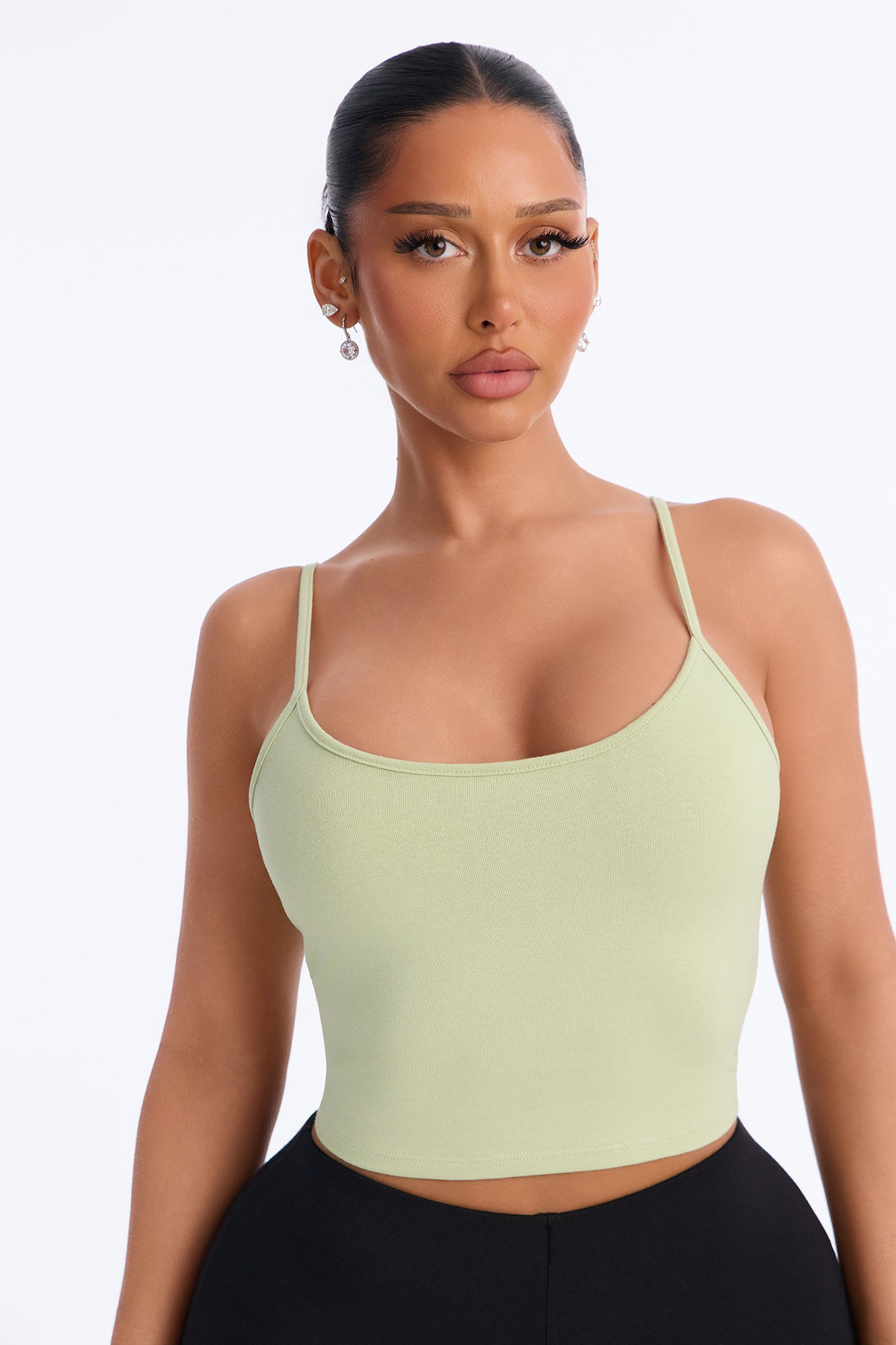 Ally Crop Cotton Blend Cami Top - Sage