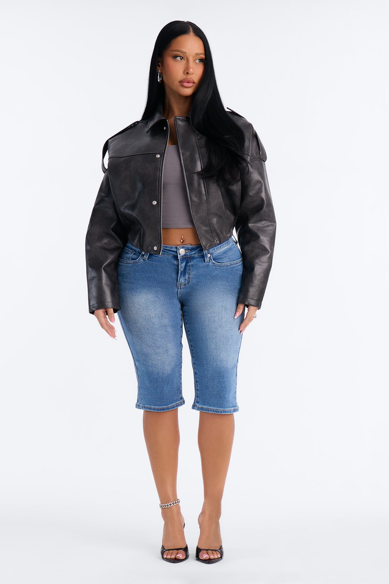 Caught The Vibe Mid Rise Stretch Pedal Pusher Skinny Jeans - Medium Wash