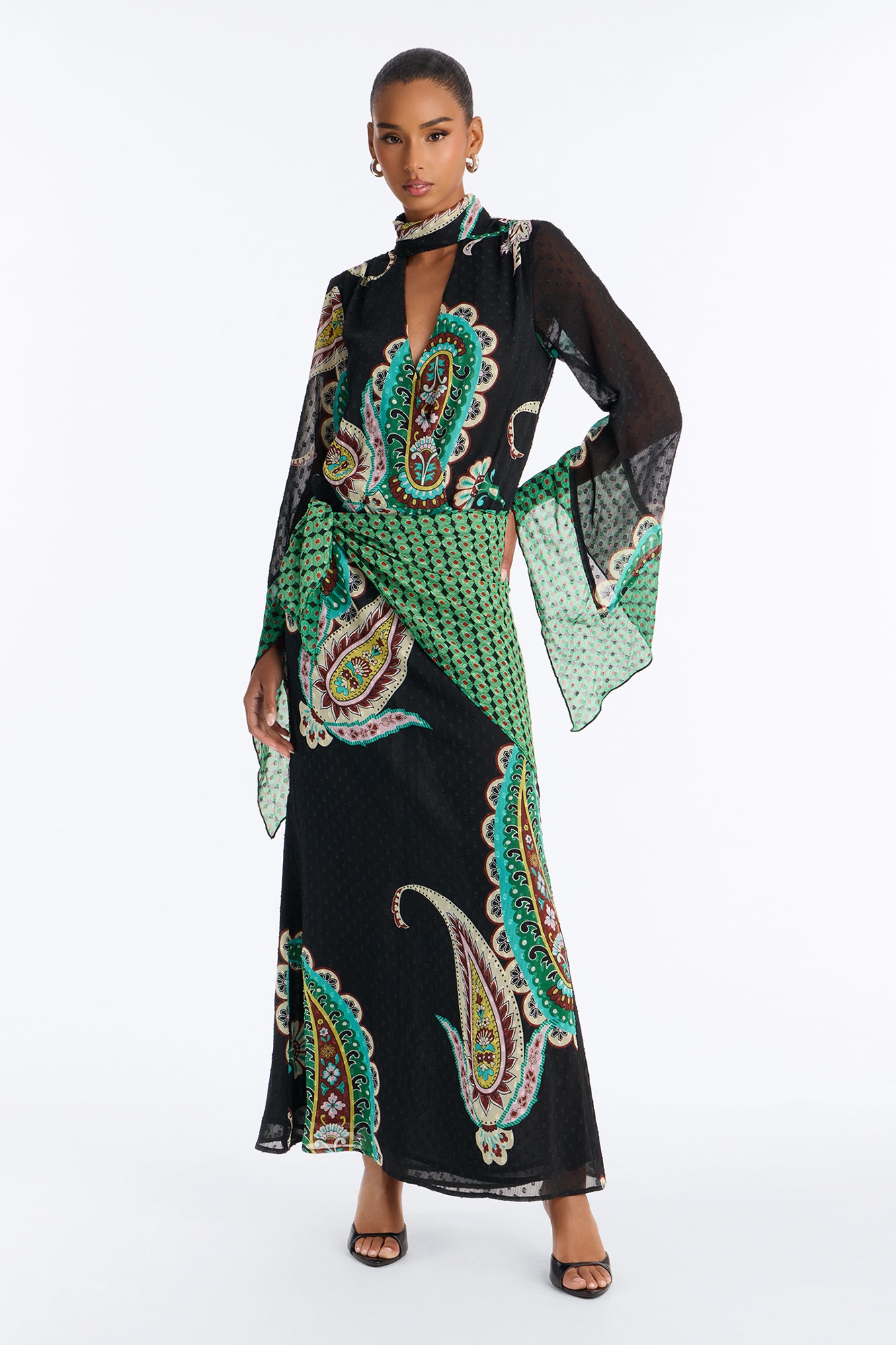 In The Clouds Paisley Maxi Dress - Black/combo