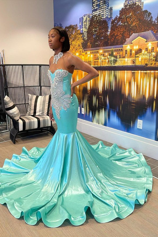 Sleeveless Beading Mermaid Slim Evening Dress