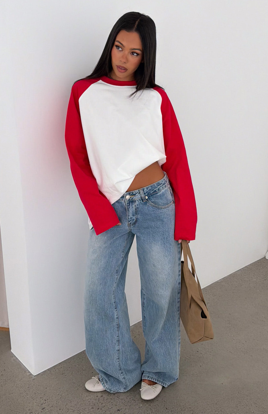 Take Her Out Long Sleeve Tee White/Red
