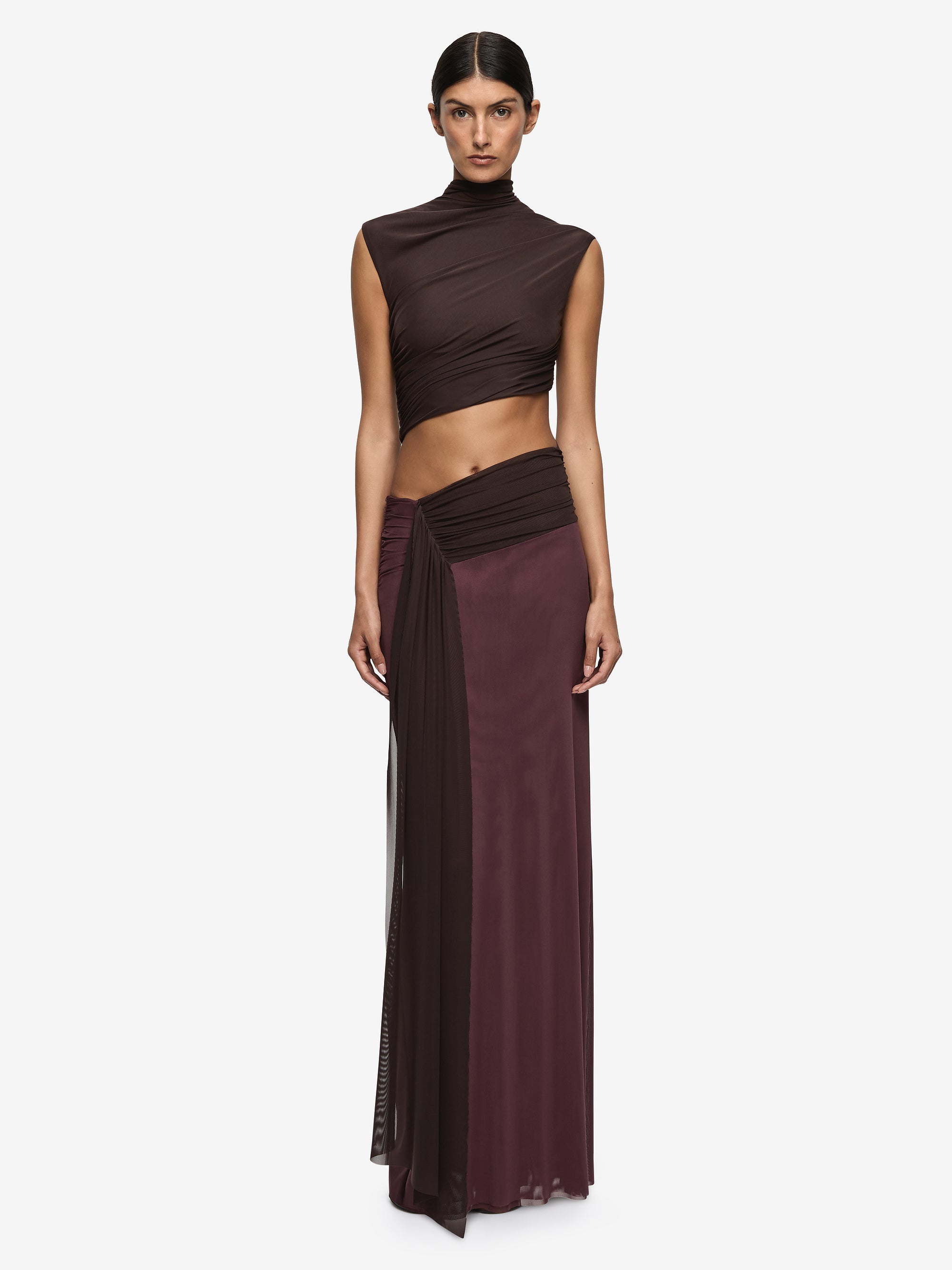 CONNI MAXI DRESS - AUBERGINE/DARK CHOC