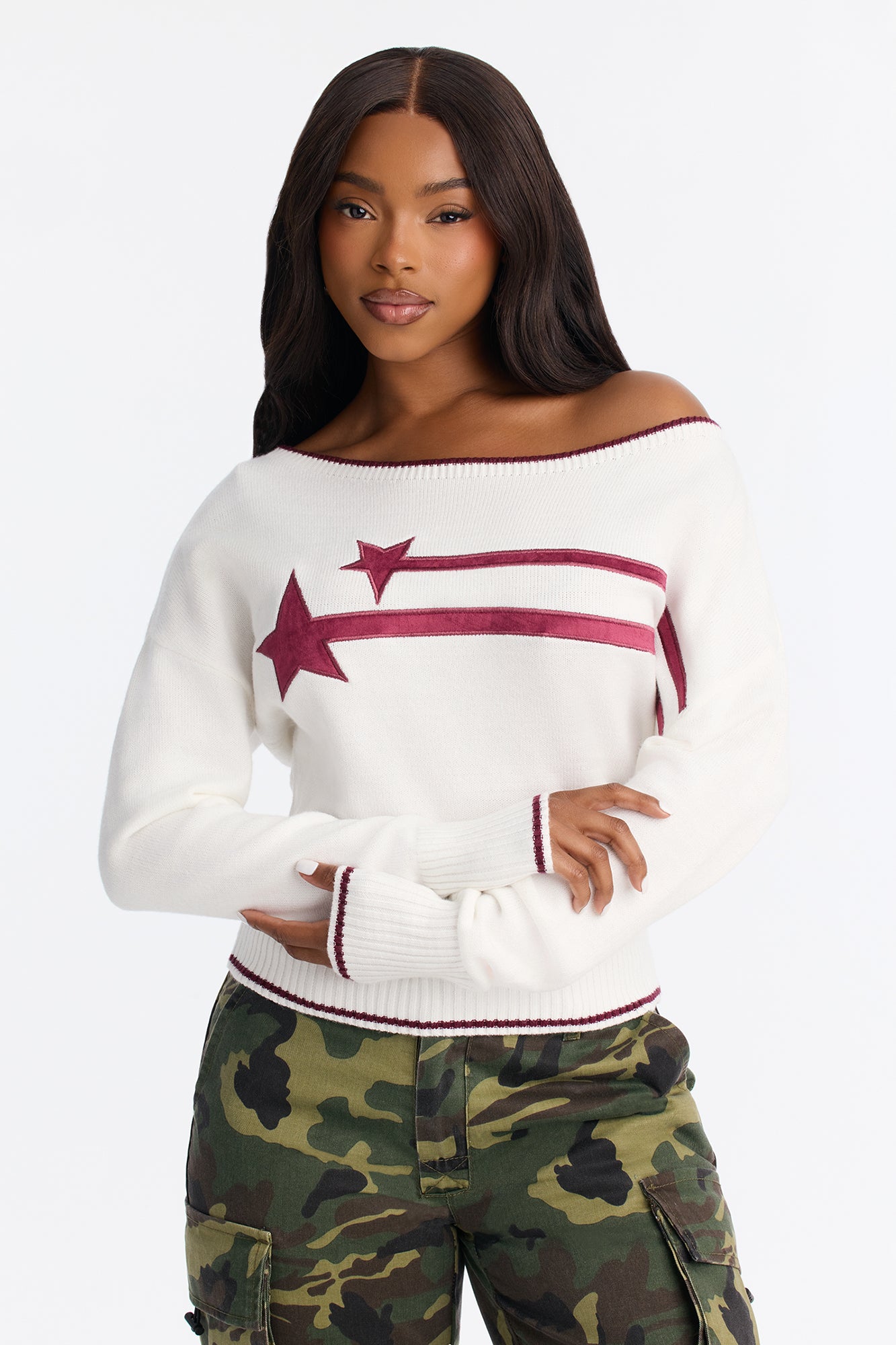 Star Of The Show Pullover Sweater - White/combo