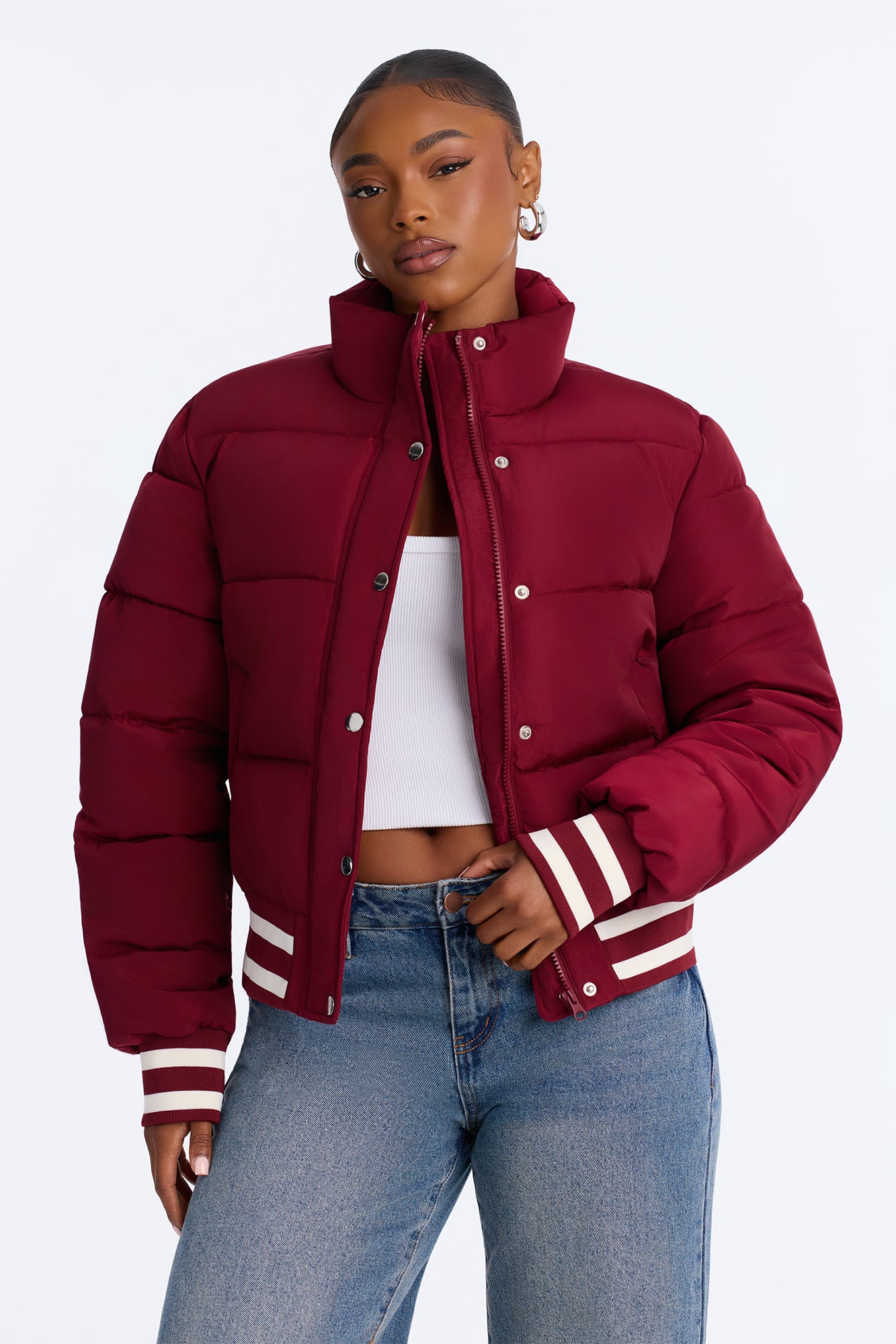 Mrs. Jackson Puffer Jacket - Burgundy