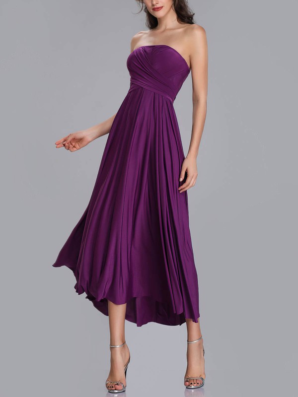 Exquisite A-Line Strapless Tea-Length Bridesmaid Dresses