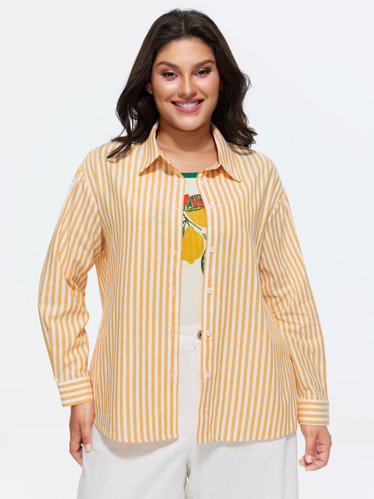 Cotton Button-Down Long Shirt