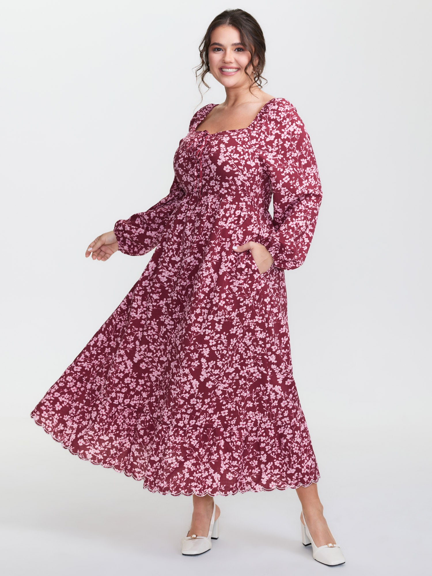 Sweet Floral Adjustable Bust Maxi Dress