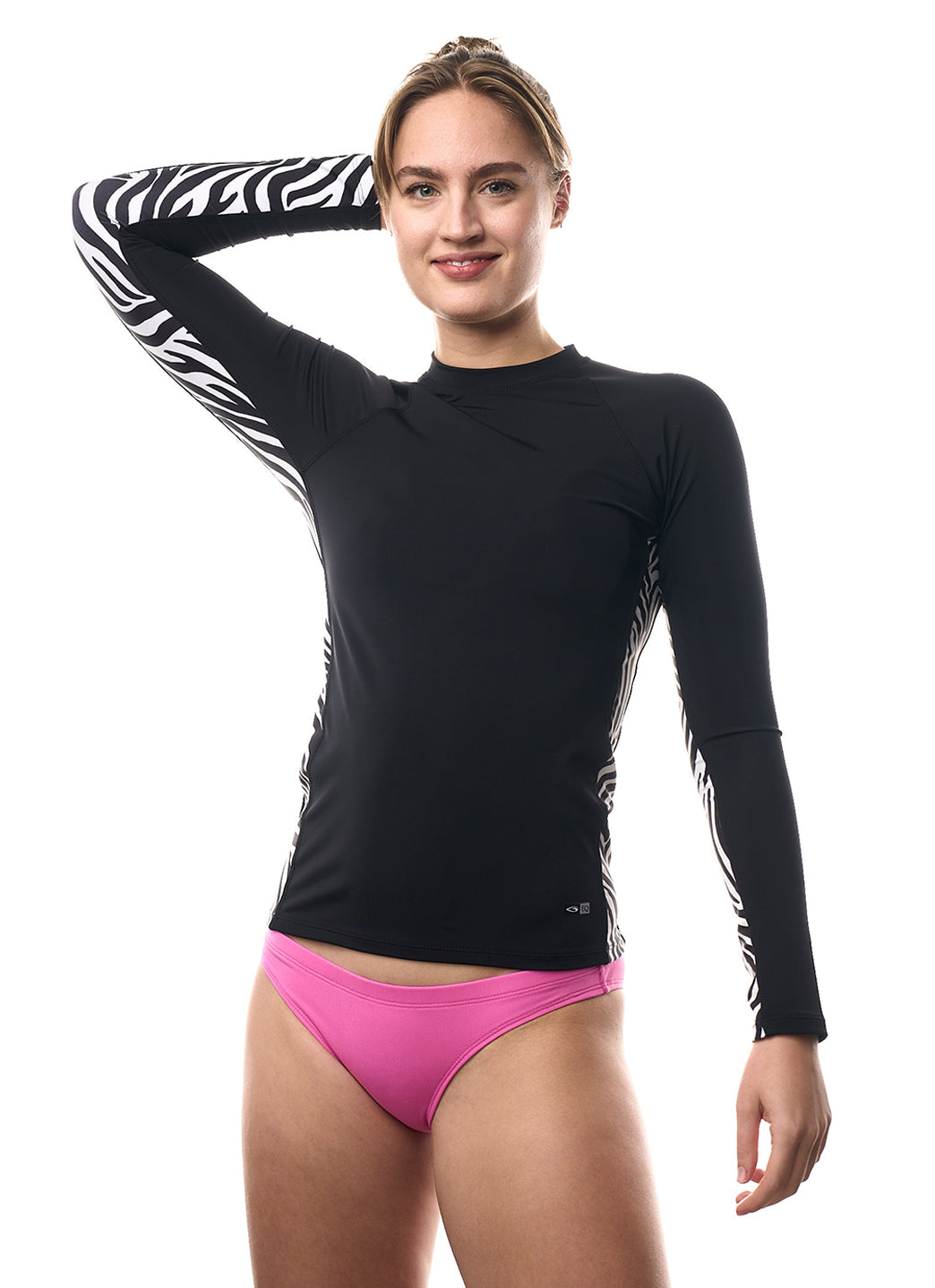 EQ Swimwear Unisex Black Zebra Long Sleeve Rash Guard