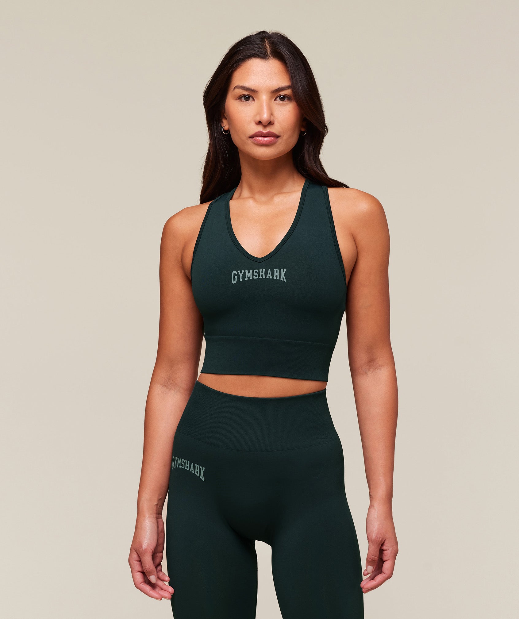 Gymshark Everyday Seamless Graphic Crop Tank - Darkest Teal
