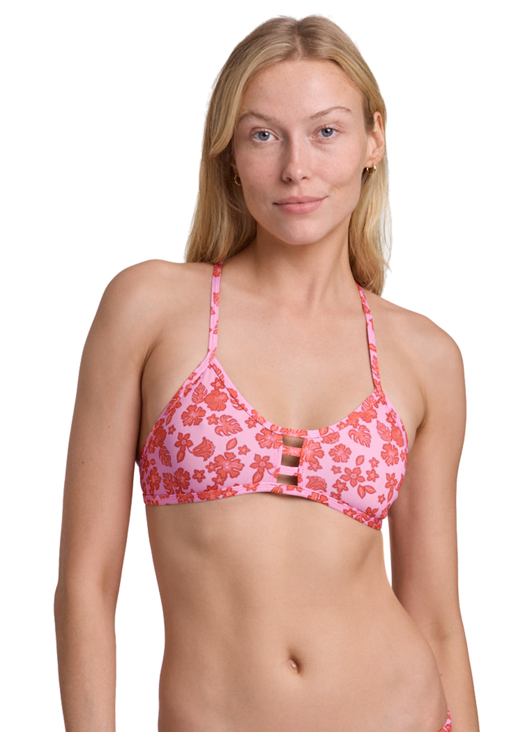 JOLYN Women's Hibiscus Haze Tomcat Printed Bikini Top