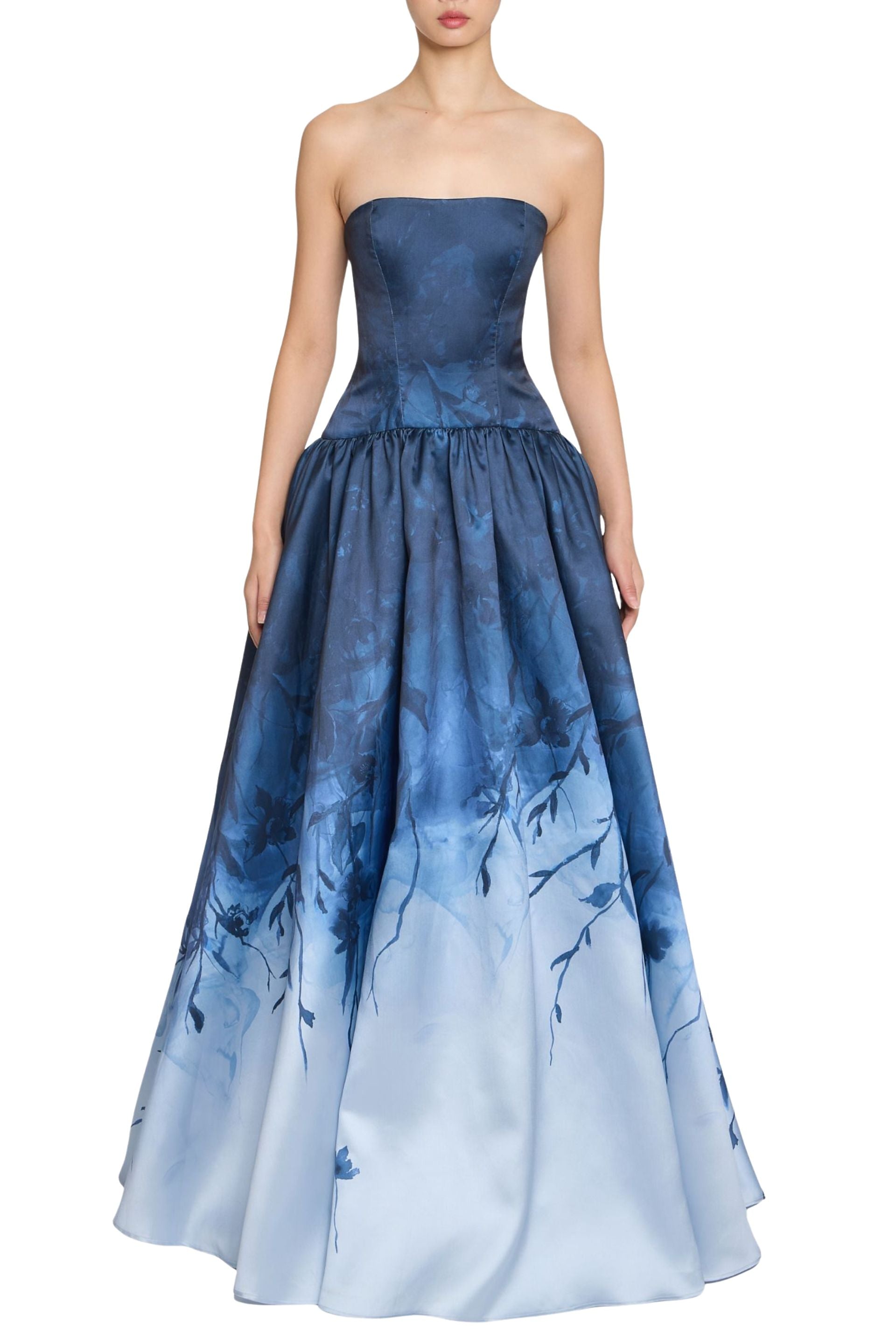 Floral Printed Mikado Gown
