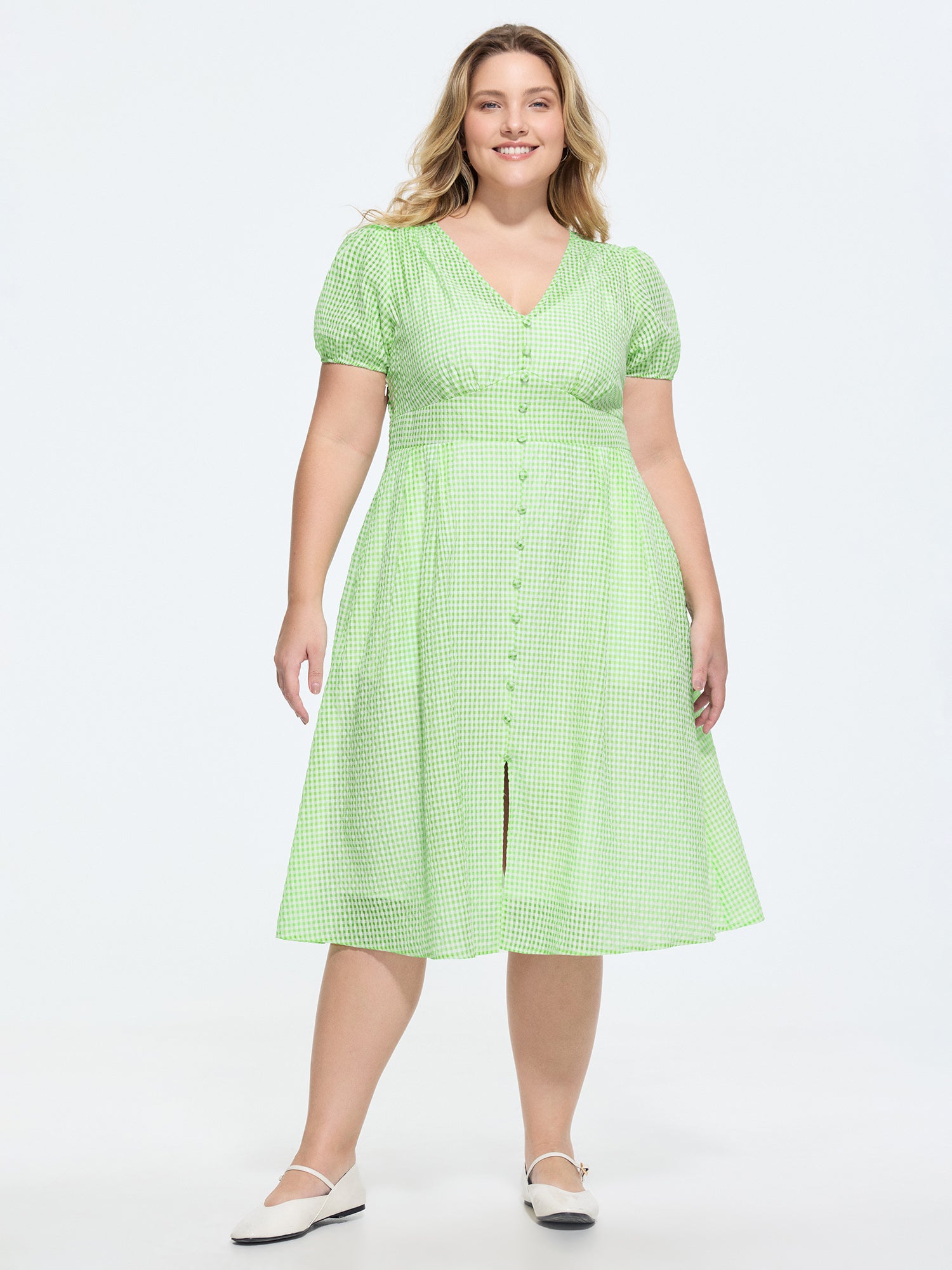 Sheer Cinched-Waist Flowy Midi Dress