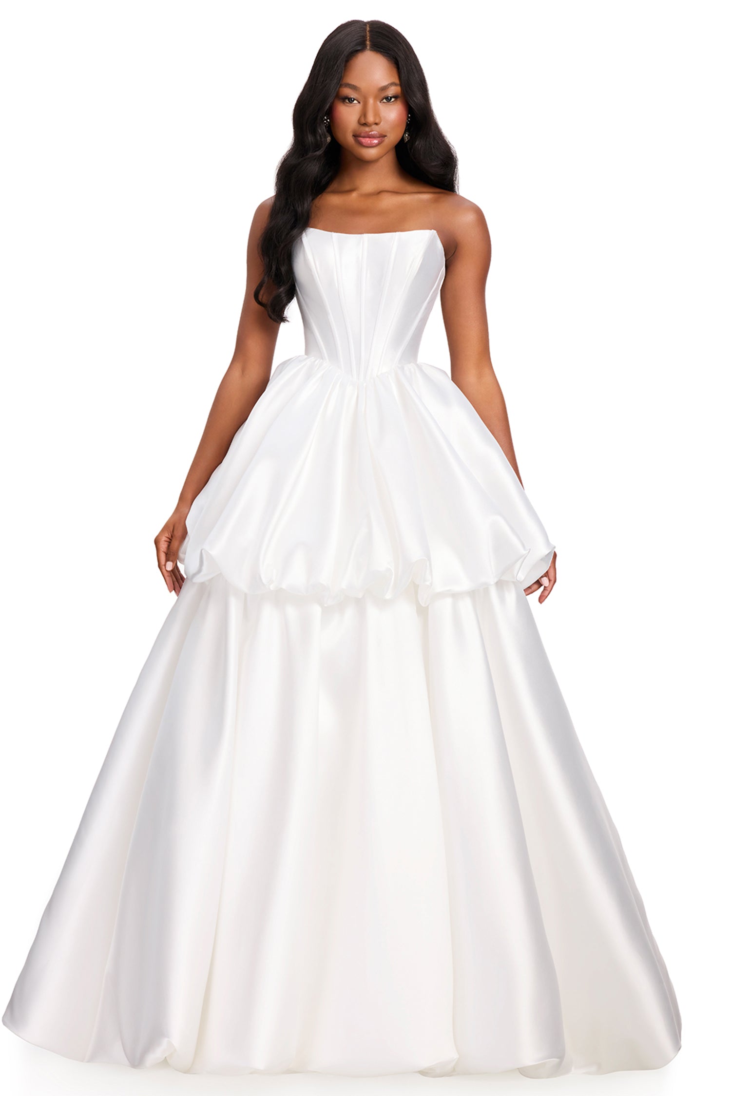 Ashley Lauren 12404 - Straight Neckline Tiered Bubble Prom Gown