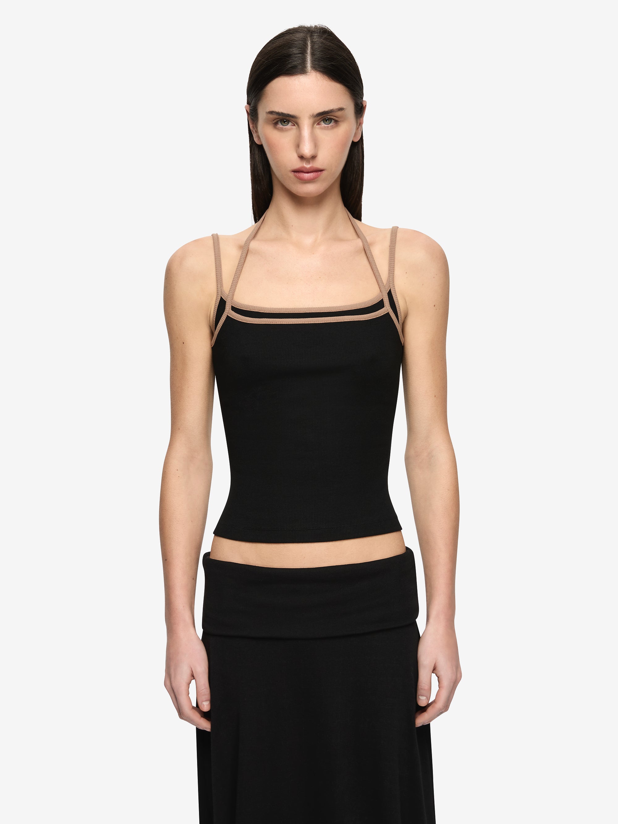 AZURI LAYERED TOP - BLACK/FAWN