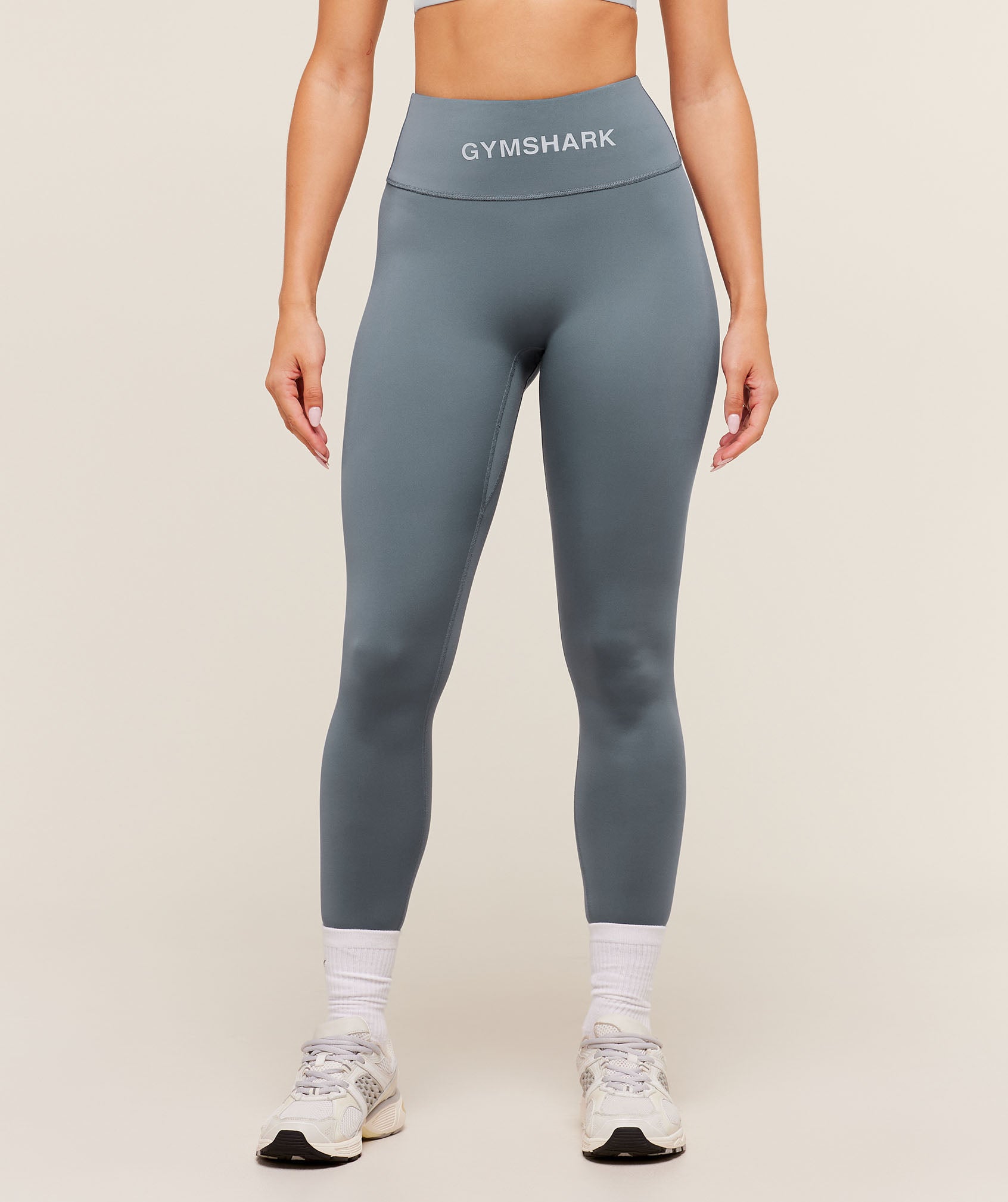 Gymshark Wordmark Waistband Legging - Iron Blue