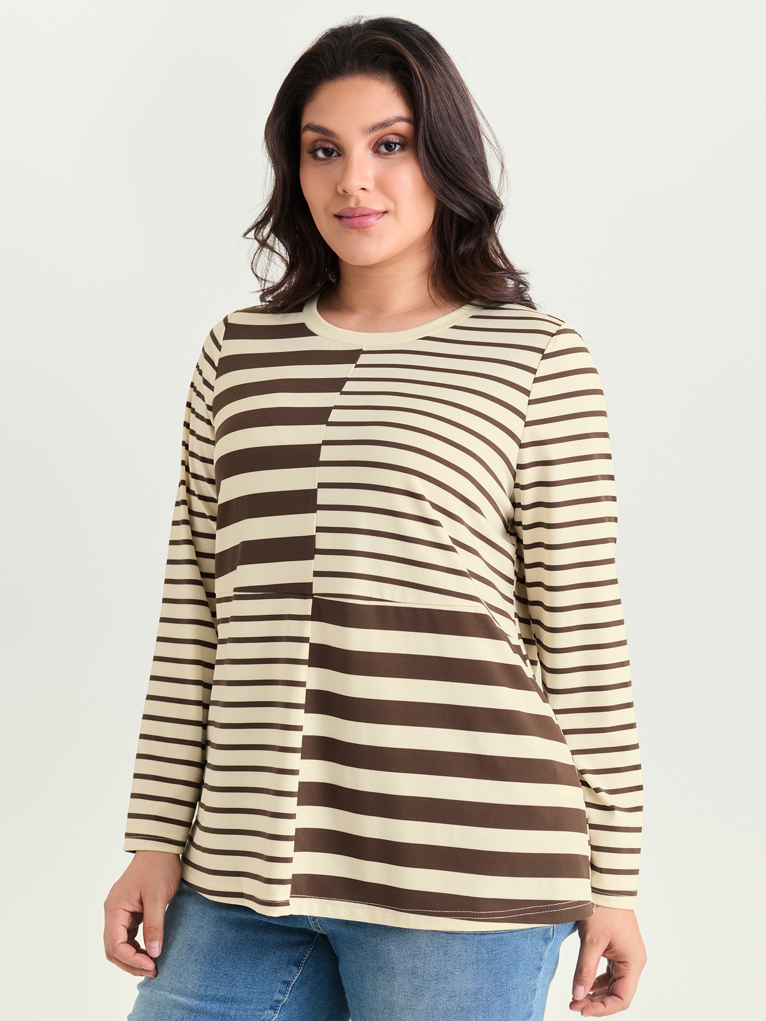 Monochrome Stripe Round Neck T-Shirt