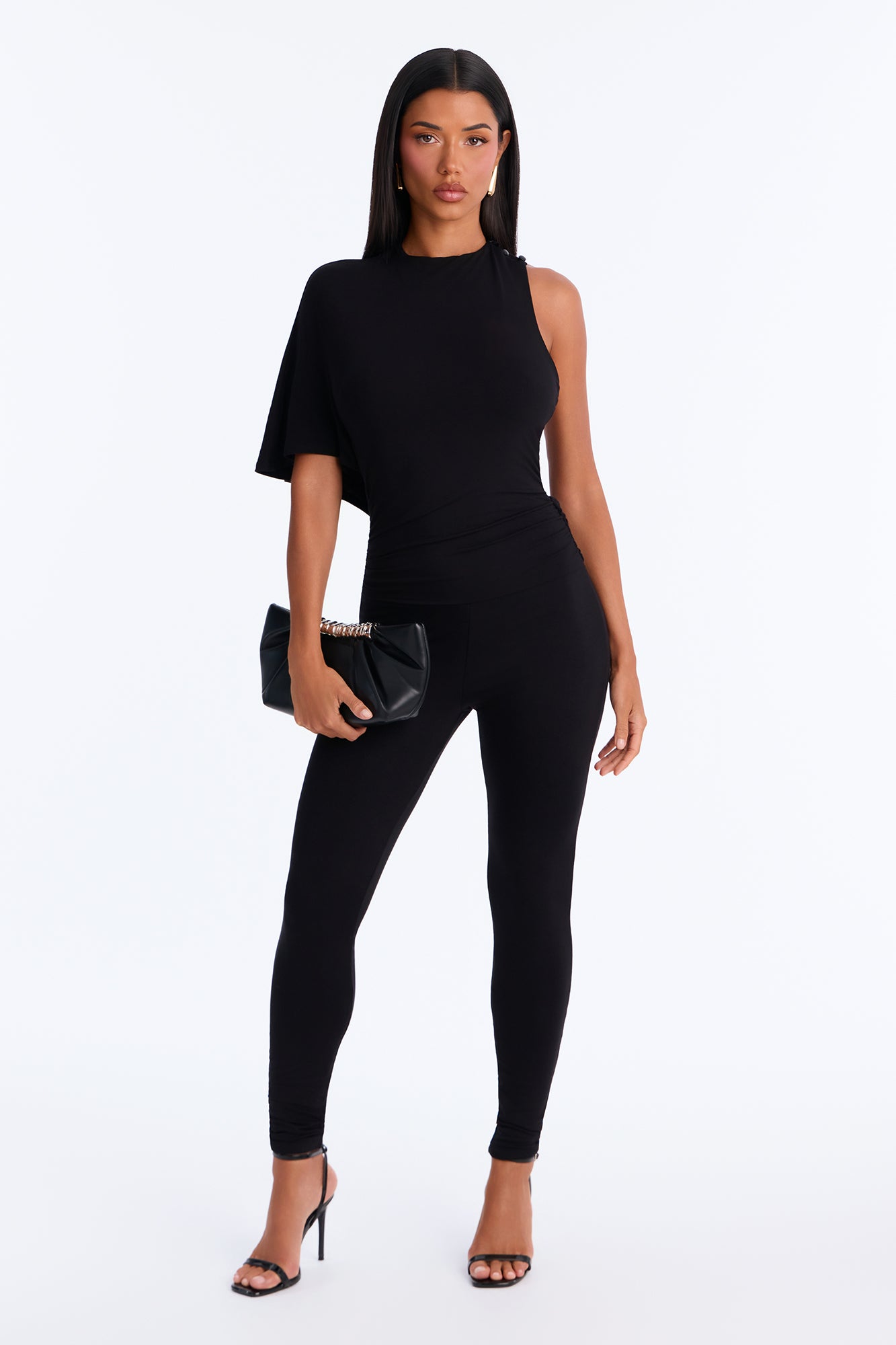 Sydney One Shoulder Catsuit - Black