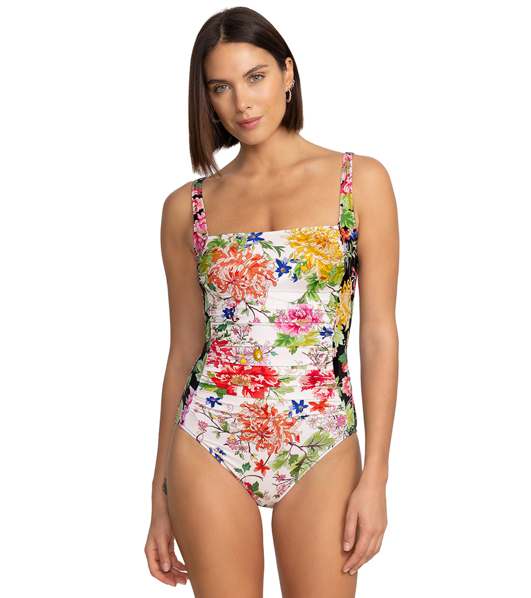Johnny Was Women's Metalli Mix Ruched One Piece Swimsuit