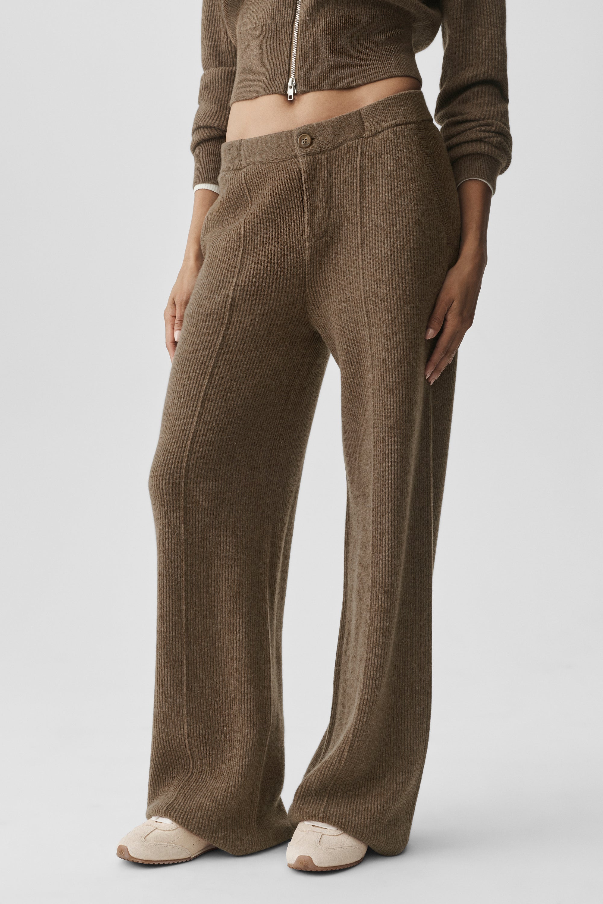 Cashmere Wool Low-Rise Harmony Trouser (Regular) - Java Brown Heather
