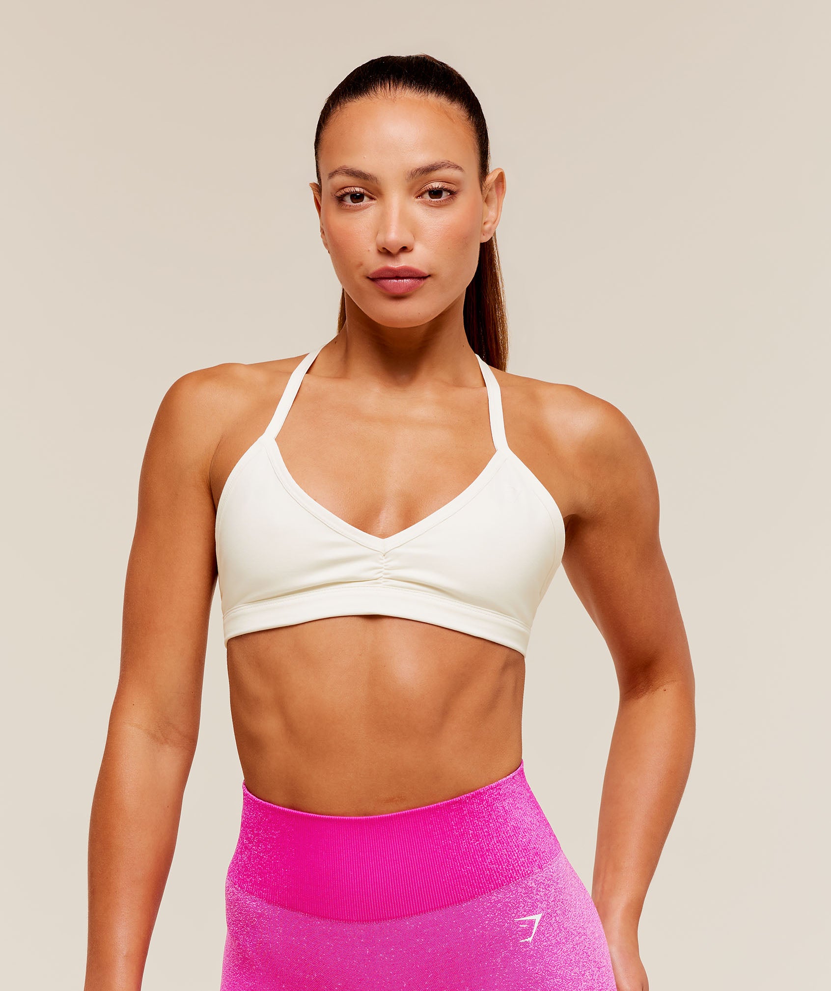Gymshark Washed Minimal Sports Bra - Soft White/Wash