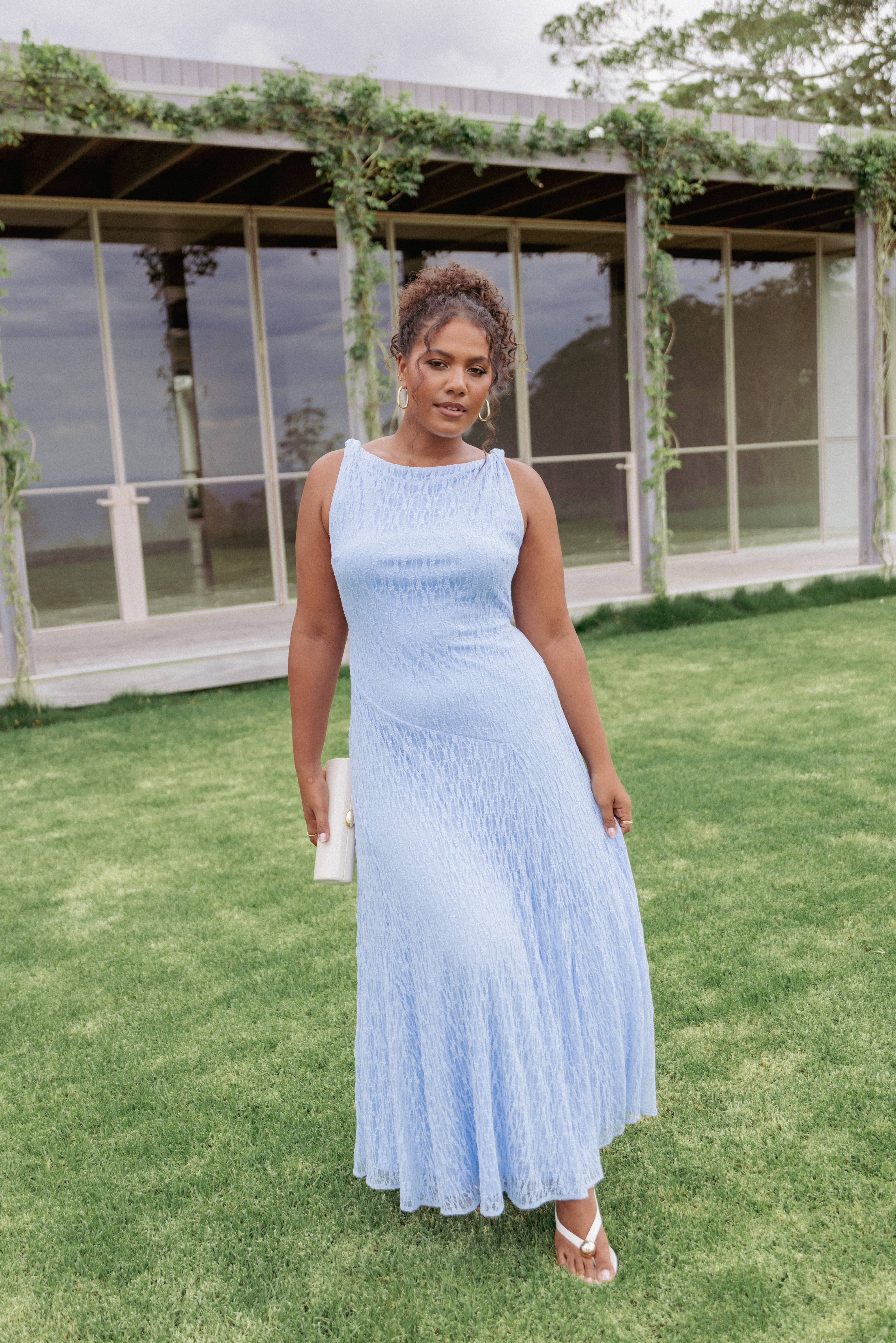 Kirsten Lace Maxi Dress - Cornflower Blue