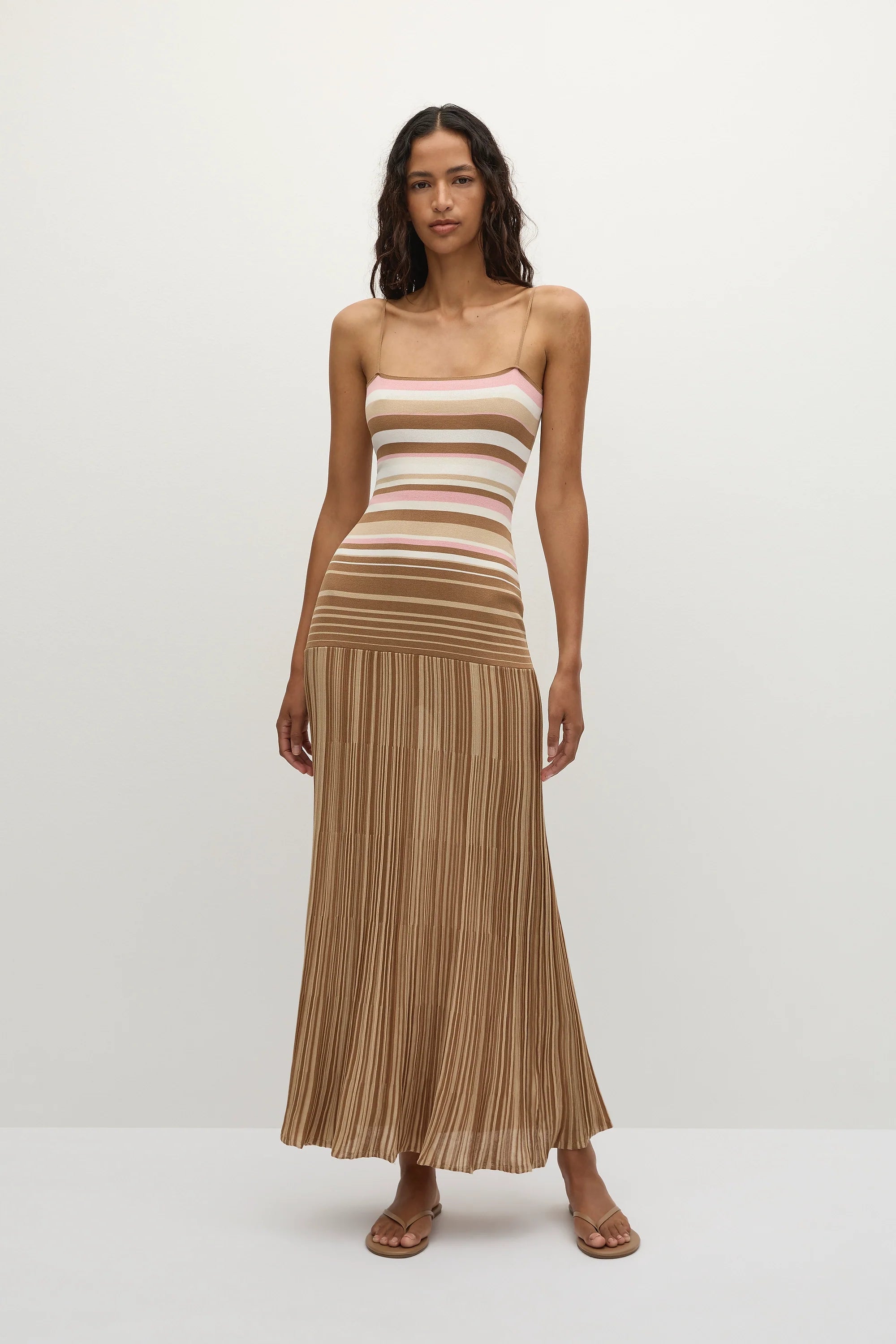 Esenia Knit Dress Puce Sepia Stripe - Final Sale